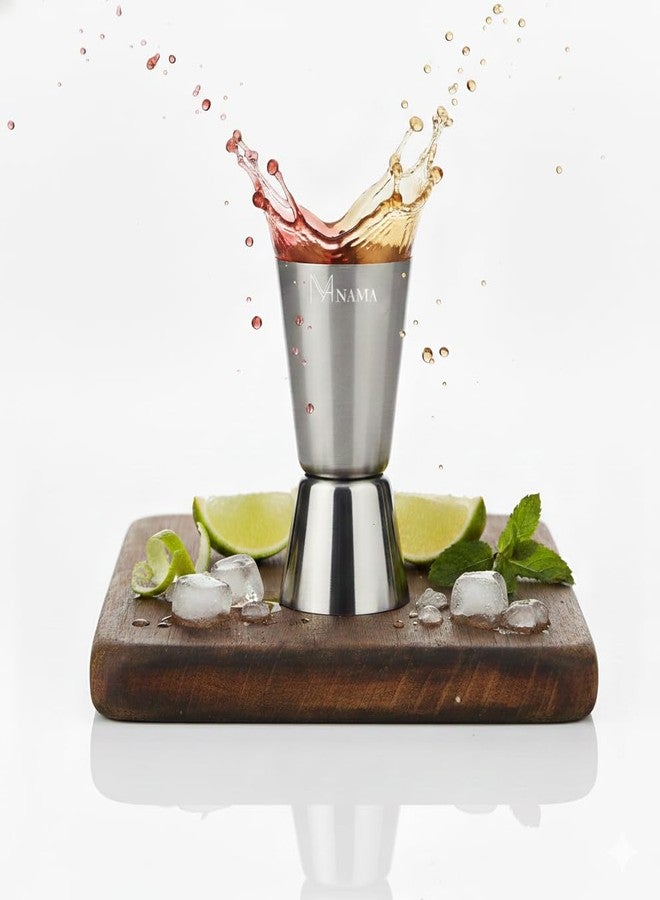 NAMA Stainless Steel Tall Peg Measure 30/60ml | Cocktail Jigger|Double Side Drink Measuring Bar Tool | Essential Tool for Bartenders Shot Glass | Accurate Drink Measurer | Silver - Image 1